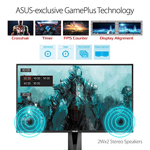 ASUS VG278QR - Monitor Gaming de 27" Full-HD (1920x1080, 0.5 ms, 165 Hz, HDMI, D-Sub, Super Narrow Bezel, FreeSync, Low Blue Light, Flicker Free) Negro