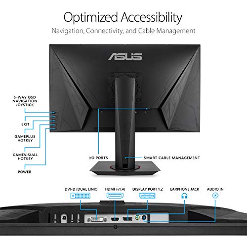 ASUS VG278QR - Monitor Gaming de 27" Full-HD (1920x1080, 0.5 ms, 165 Hz, HDMI, D-Sub, Super Narrow Bezel, FreeSync, Low Blue Light, Flicker Free) Negro