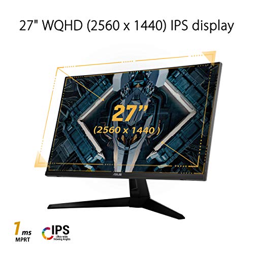 ASUS VG27AQ1A - Monitor de Gaming de 27" WQHD (2560x1440, IPS, 170 Hz, 1ms MPRT, Extreme Low Motion Blur, G-SYNC Compatible ready, HDR 10) Negro