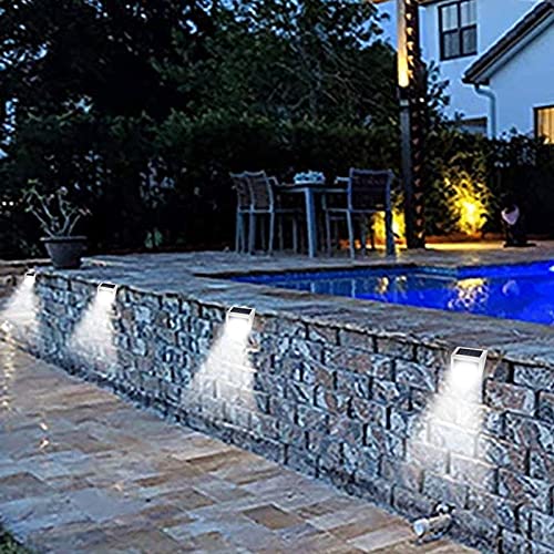Asvert Lámpara de Pared Solar 6 pcs LED Apliques Solares para Exterior Impermeable IP44 de Material PC+ABS+Acero Inoxidable para Jardín Escalera (Blanco frio)