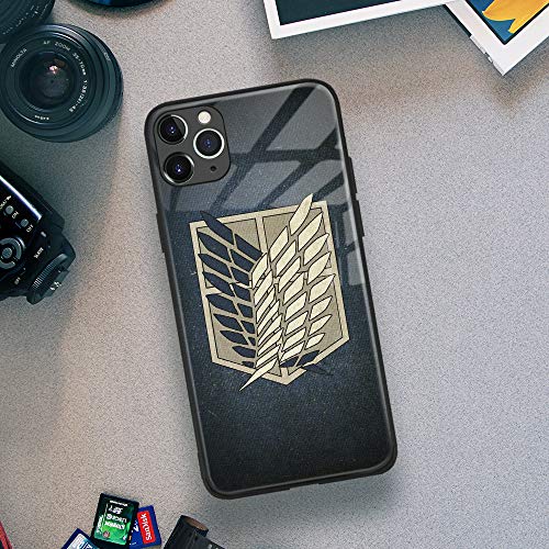 Ataque a los titanes Manga The Scout Regiment Wings of Freedom Emblema Shingeki no Kyojin Anime Glass Carcasa de silicona suave para teléfono (AE #6803, iPhone 11)
