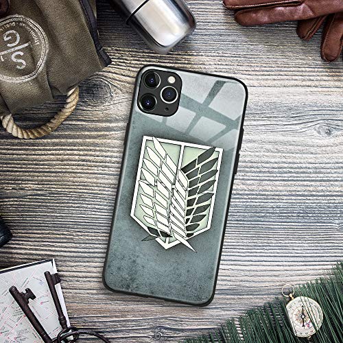Ataque a los titanes Manga The Scout Regiment Wings of Freedom Emblema Shingeki no Kyojin Anime Glass Carcasa de silicona suave para teléfono (AE #6803, iPhone 11)