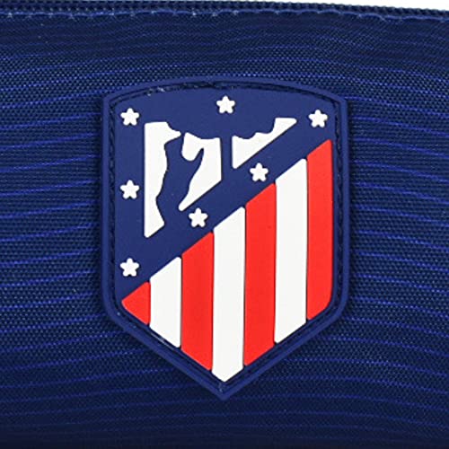 Atlético de Madrid - Estuche Redondo - 21x8,5cm - Color Azul con Escudo - Compartimento Interior - Estuche para Bolígrafos con Tiradores Metálicos, Multicolor (ATM00012)