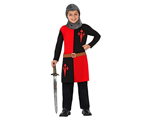 Atosa Disfraz Caballero Cruzadas Niño Infantil Negro Rojo 10 a 12 años