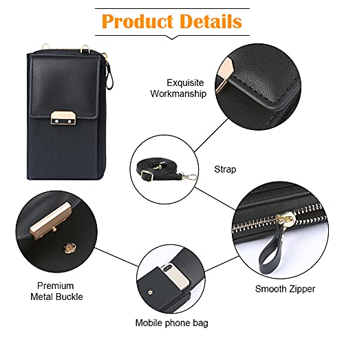 Aucuu Bolso de Teléfono Móvil para Mujer,Cartera Movil Cuero PU Bolso para Movil (10.3 * 4.5 * 17.5 cm),Mini Bolso Bandolera con Correa Ajustable（70-136CM + Borla