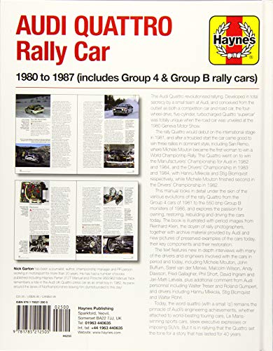 Audi Quattro Rally Car Enthusiasts' Manual: 1980 to 1987 (includes Group 4 & Group B rally cars)
