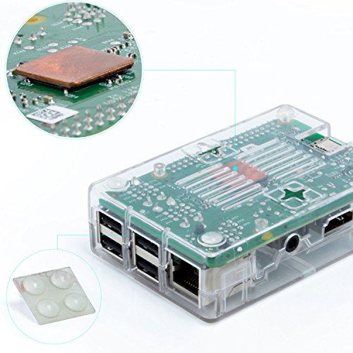 Aukru - Kit 3-en-1 para Raspberry Pi 3 Modelo B, Incluye una Caja Transparente, alimentación de 5 V - 3000 mA, y disipador térmico