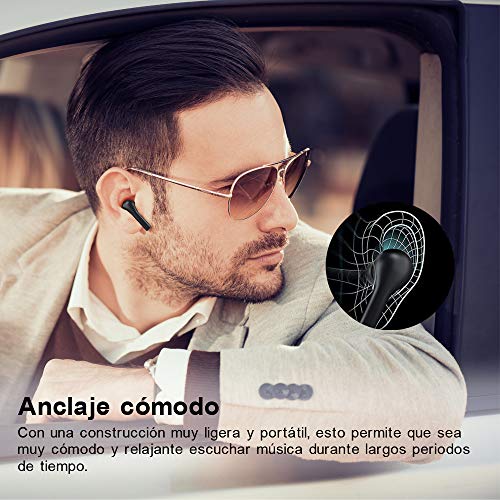 Auriculares Bluetooth, HOMSCAM Auriculares Inalámbricos Bluetooth 5.0 HiFi Mini Estéreo In-Ear Auriculares Impermeable, Micrófono Incorporado, Control Táctil, Modo de Juego, Reproducción de 4-5 Horas