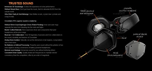 Auriculares Circumaurales de Metal V - Moda Crossfade LP2 Vocal de Edición Limitada con Aislamiento del Ruido - Matte Black, One Size