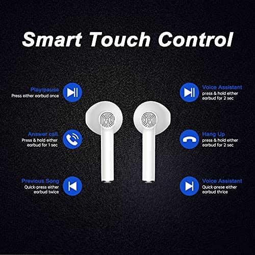 Auriculares Inalámbricos, Auriculares Bluetooth 5.1 en la Oreja con Caja de Carga Rapida, Micrófono Incorporado, Control Táctil, IPX7 Impermeables, Reproducci 25 Horas