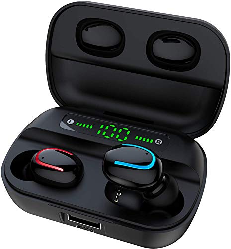 Auriculares Inalámbricos Bluetooth 5.0, In-ear Auriculares con Cancelación de Ruido Estéreo, Micrófono Incorporado de Llamada Estéreo, Mini Caja de Carga Portátil para Auriculares a Prueba de Agua