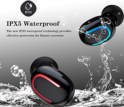 Auriculares Inalámbricos Bluetooth 5.0, In-ear Auriculares con Cancelación de Ruido Estéreo, Micrófono Incorporado de Llamada Estéreo, Mini Caja de Carga Portátil para Auriculares a Prueba de Agua