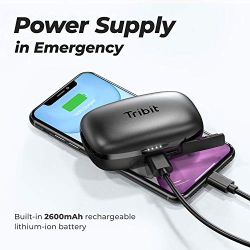Auriculares Inalámbricos Bluetooth 5.0, Tribit 100 Horas y Carga Rápida USB-C, IPX8 Impermeable, Control táctil, en la Oreja Bajos Profundos Micrófono Incorporado Audifonos Inalambricos, FlyBuds 3