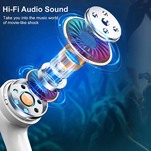 Auriculares Inalambricos, Cascos Inalambricos con Micrófonos IPX7 Impermeable, Auriculares Bluetooth 5.1 HiFi Estéreo 32 Horas Cascos Bluetooth Control Táctil, para iPhone y Android Teléfono móvil