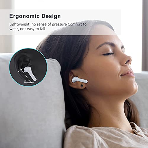 Auriculares Inalambricos, Cascos Inalambricos con Micrófonos IPX7 Impermeable, Auriculares Bluetooth 5.1 HiFi Estéreo 32 Horas Cascos Bluetooth Control Táctil, para iPhone y Android Teléfono móvil