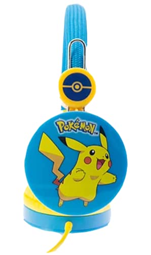 Auriculares Infantiles Pikachu Azul con Volumen Limitado para NIÑOS DE 3 A 7 AÑOS