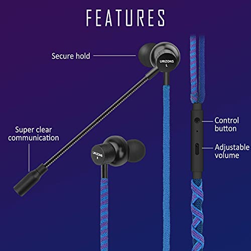 Auriculares para Juegos, Auriculares internos para Juegos con micrófono y Control de Volumen, con Conector de 3,5 mm, para Dispositivos móviles, Switch, PC, PS4 y X One