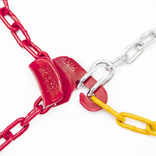 AUTO LABEL. Juego de 2 Cadenas de Nieve Metálicas Safe Grip Eslabón 9mm. Homologadas TÜV ÖNORM (Talla según Medidas de neumáticos) (Metálicas 9mm Safe Grip, Talla110)