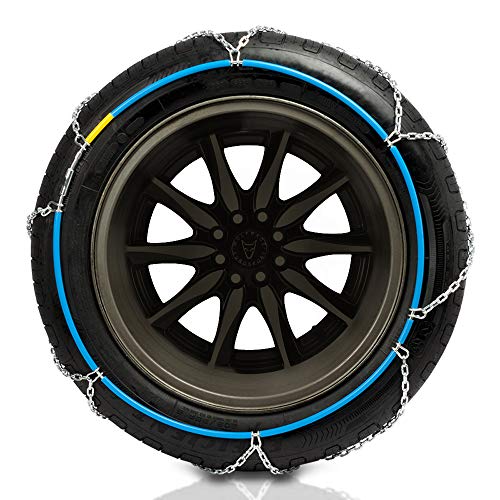 AUTO LABEL. Juego de 2 Cadenas de Nieve Metálicas Safe Grip Eslabón 9mm. Homologadas TÜV ÖNORM (Talla según Medidas de neumáticos) (Metálicas 9mm Safe Grip, Talla110)