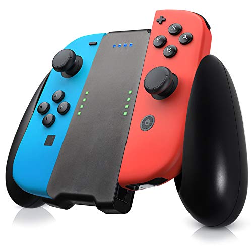 AUTOUTLET Cargador para Joycon Soporte de Carga Mango Recargable para Nintendo Switch Joy Con, con Batería de Lones de Litio Recargable de 1500 mAh, Agarre Cómodo, para Gamepad Switch Joy Con