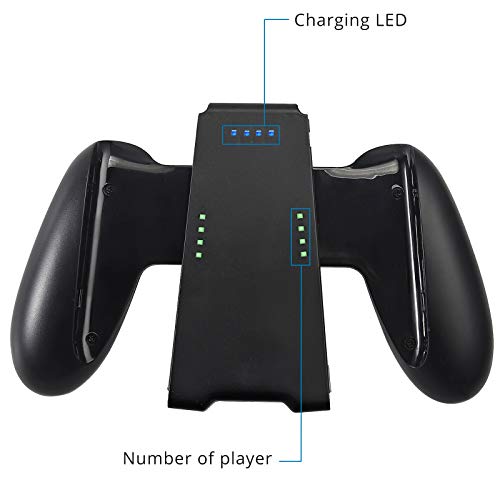 AUTOUTLET Cargador para Joycon Soporte de Carga Mango Recargable para Nintendo Switch Joy Con, con Batería de Lones de Litio Recargable de 1500 mAh, Agarre Cómodo, para Gamepad Switch Joy Con