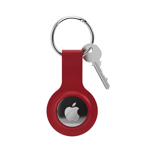 Avallonya Llavero Compatible con Apple AirTag 2021 - Llavero de Silicona y Funda Protectora de rastreador - Soporte de Dispositivos Lavable (Red)