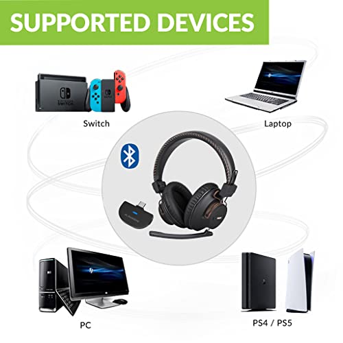 Avantree C519M Auriculares Inalámbricos Cascos Bluetooth con Micrófono, Compatible Nintendo Switch, PS5, MacBook Pro, Laptop PC USB C, Enchufe y juegue, Ideal Llamadas y Juegos música, 40 Horas