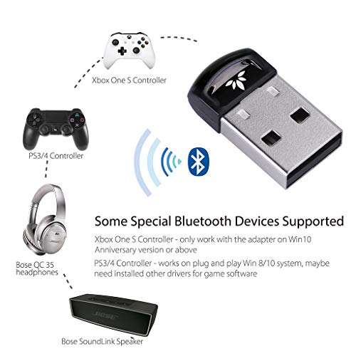 Avantree DG40SA Bluetooth USB PC, Adaptador Dongle Bluetooth, con Tecnología BLE para Mando PS4, Mando Xbox One S, Auriculares, Altavoz, Teclado en Ordenador de Windows 10 Nativo