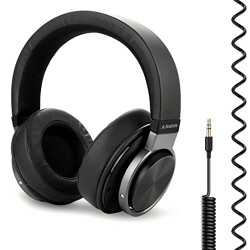 Avantree HF049 Auriculares sobre Oreja Cable Extra Largo Bobina TV(sin Control de Volumen) y PC,Cable extendido AUX 3,5 mm 16 pies/5 M Clip,Controladores 50 mm Sonido Alta precisión,Adaptador 6,35 mm
