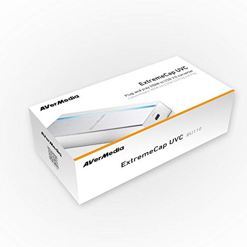 AVerMedia ExtremeCap UVC BU110, tarjeta de captura HDMI a USB 3.0, grabar, transmitir y convertir video Full HD sin comprimir a 1080p60, sin controlador, compatible con Windows, Mac y Linux OS