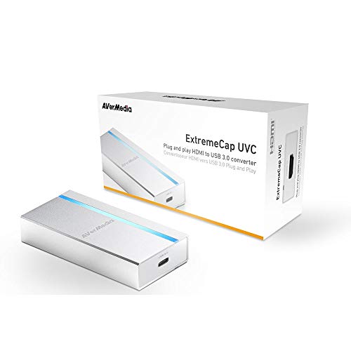 AVerMedia ExtremeCap UVC BU110, tarjeta de captura HDMI a USB 3.0, grabar, transmitir y convertir video Full HD sin comprimir a 1080p60, sin controlador, compatible con Windows, Mac y Linux OS