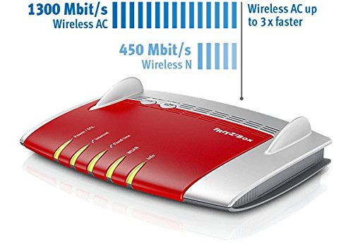AVM FRITZ!Box 7490 International - Modem Router WiFi AC 1750, banda dual, Mesh, VDSL, ADSL2+, 4 x LAN Gigabit, 2 puertos USB 3.0, centralita telefónica, VoIP, base DECT, interfaz en Español