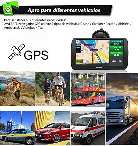 AWESAFE 9 Pulgadas Navegador GPS para Camiones y Coches, con Bluetooth y Actualizaciones de Mapas de Europa para Toda la Vida