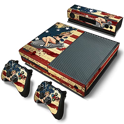 AXDNH para Microsoft Xbox One Skin Sticker para Consola + 2 Controladores + Kinect 2.0 - Calcomanías De Juegos Completos - Belleza De Estrellas Y Rayas Retro,0003