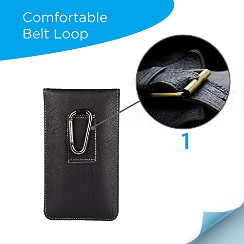 AXELENS Funda Tipo sobre Universal Vertical de cinturón para iPhone Samsung Huawei Xiaomi Nokia De Cuero Sintètico para Smartphone hasta 5.1’’ Pulgadas - Negro - Tamaño L