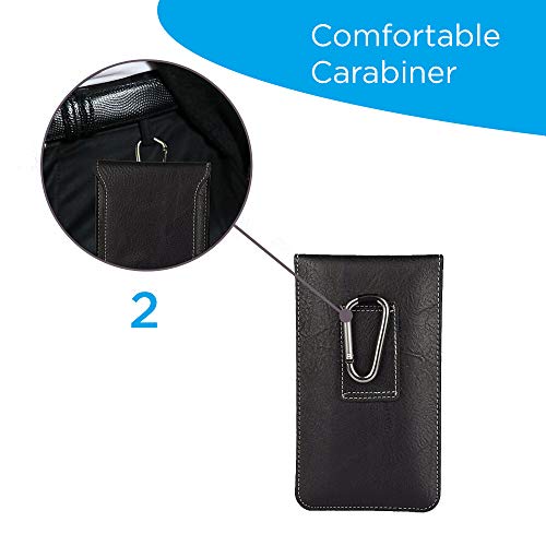 AXELENS Funda Tipo sobre Universal Vertical de cinturón para iPhone Samsung Huawei Xiaomi Nokia De Cuero Sintètico para Smartphone hasta 5.1’’ Pulgadas - Negro - Tamaño L