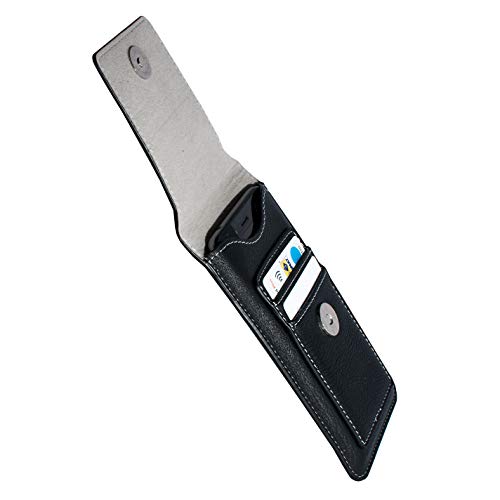 AXELENS Funda Tipo sobre Universal Vertical de cinturón para iPhone Samsung Huawei Xiaomi Nokia De Cuero Sintètico para Smartphone hasta 5.1’’ Pulgadas - Negro - Tamaño L