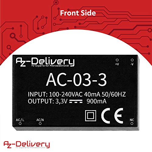 AZDelivery 220V a 3.3V Fuente de alimentación Mini Compatible con Raspberry Pi con E-Book Incluido!
