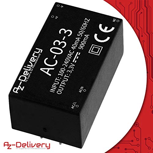 AZDelivery 220V a 3.3V Fuente de alimentación Mini Compatible con Raspberry Pi con E-Book Incluido!