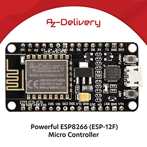 AZDelivery ESP8266 ESP-12F NodeMCU Amica V2, Modulo WiFi IoT con CP2102, Placa de Desarrollo Compatible con Arduino con E-Book Incluido!