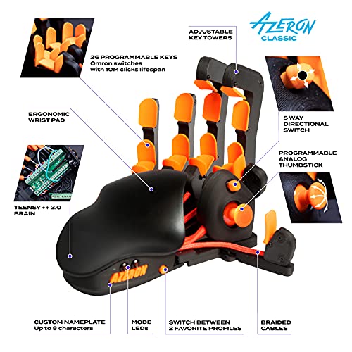 Azeron Teclado clásico para juegos - Teclado programable para juegos de PC y consolas - Teclado analógico personalizado impreso en 3D con 26 botones - para derechos (Galaxy Purple)