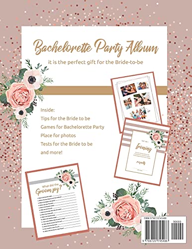 Bachelorette Party Album Games Tips: Personalized Bachelorette Rose Gold Memory Book,Team Bride Gift, Photo Album, Games, Advice and Tips