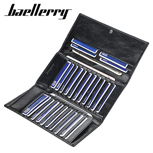 Baellerry - Cartera para hombre, diseño de sección fina europea y americana, con cierre de cremallera larga, paquete de tarjetas, Black,