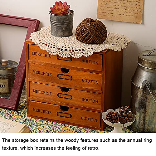 Baffect Caja de Almacenamiento con cajones de Madera Caja de cajones Vintage de 1 Piso Caja de joyería Caja de Madera con Organizador de cajones Mesa de Madera para Almacenamiento, 1 Piso (4 Pisos)