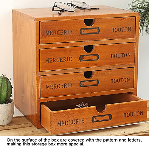 Baffect Caja de Almacenamiento con cajones de Madera Caja de cajones Vintage de 1 Piso Caja de joyería Caja de Madera con Organizador de cajones Mesa de Madera para Almacenamiento, 1 Piso (4 Pisos)