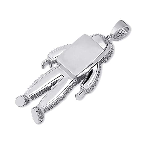 BAIYAN Hiphop Collar， Joyería Hip Hop Custom Photo Cadena de Memoria Astronauta Colgante Colgante Completamente CZ Collar de Diamante 18k Chapado en Oro para Hombres Mujeres
