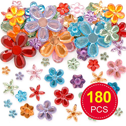 Baker Ross- Joyas Florales Autoadhesivas de Acrílico (Pack de 18)- Gemas Coloridas. Decorar Tarjetas Álbumes Collages y Otras Manualidades de Niños