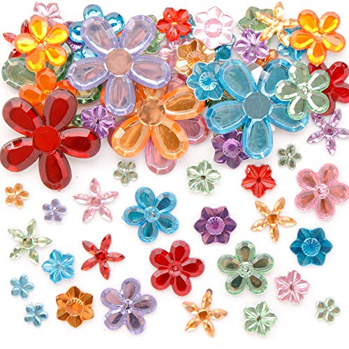 Baker Ross- Joyas Florales Autoadhesivas de Acrílico (Pack de 18)- Gemas Coloridas. Decorar Tarjetas Álbumes Collages y Otras Manualidades de Niños