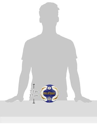 BALÓN MOLTEN H3X5001 Balonmano/ Handball - Pelota de Balonmano, Color Multicolor (Azul / Blanco / Dorado), Talla 3