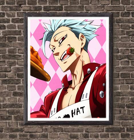 Ban Meliodas Escanor - Lienzo decorativo de anime, 20 x 20 cm, sin marco, juego de 6 piezas